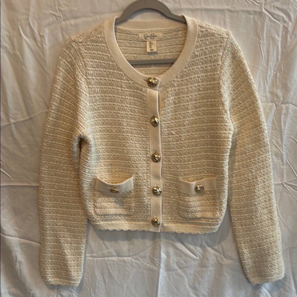 Jessica Simpson Elegant Cream Button-Up Sweater